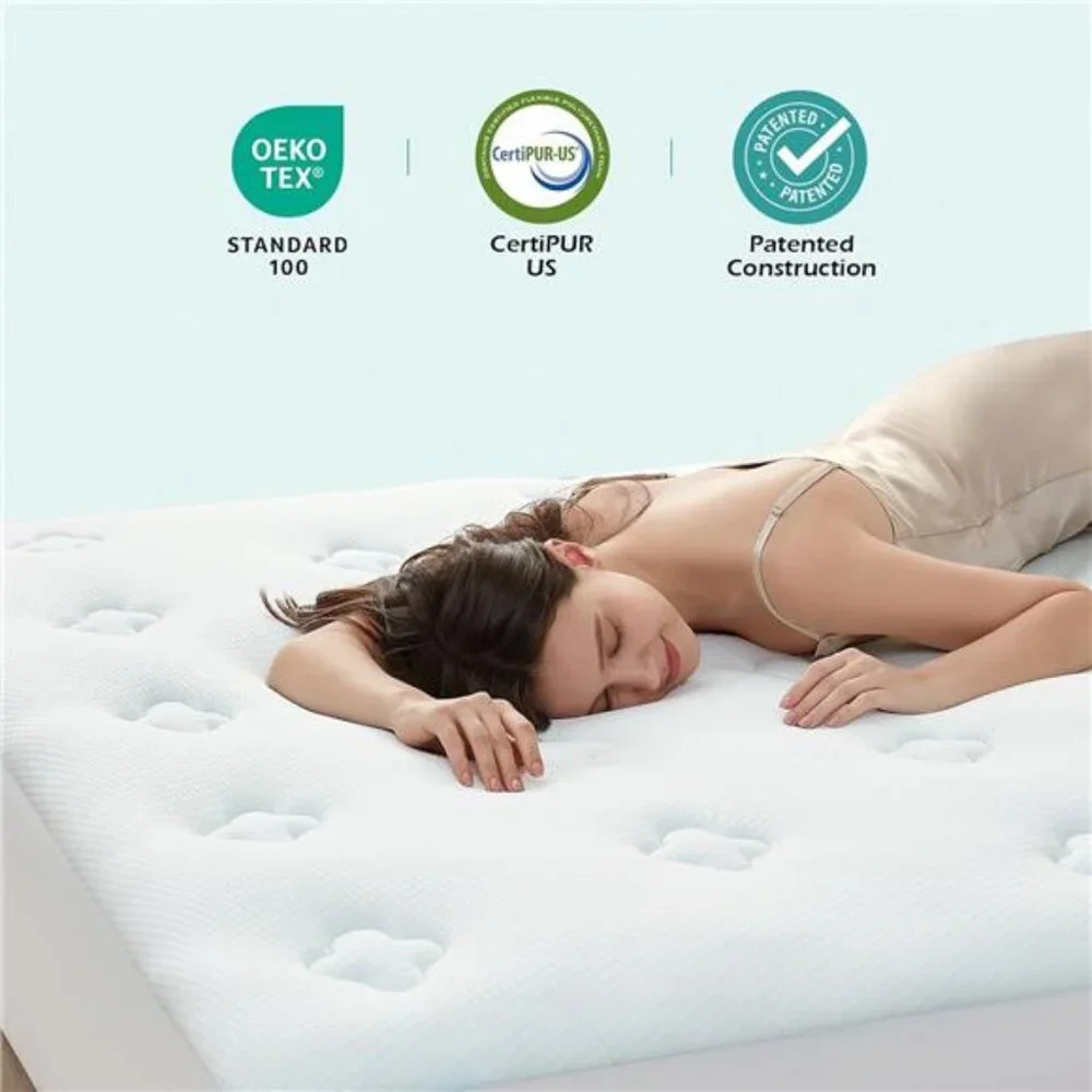 Queen Mattress Topper Viscose Derived from Bamboo, Memory Foam Pillow
